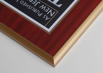 Cherry wood plaque closeup sample with gold border - beveled -diploma plaque laminators - Certificate plaques